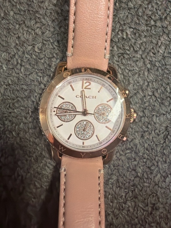 Coach Blush Pink Leather Watch Rose Gold Crystal Dial Women’s main image 4
